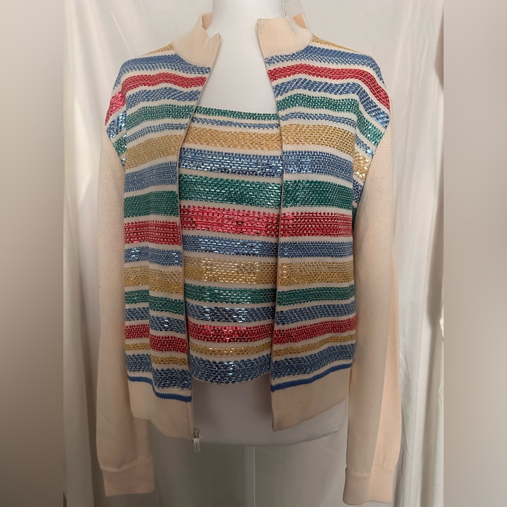 Vintage NWT St John by Marie Gray 2-Pc Sequin Knit Sweater & Tube Top size 12
